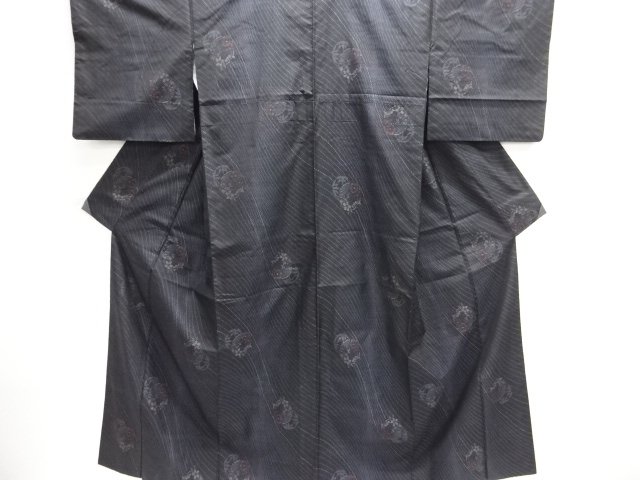 JAPANESE KIMONO / DORO OSHIMA TSUMUGI / WOVEN FLOWER & PLANT 